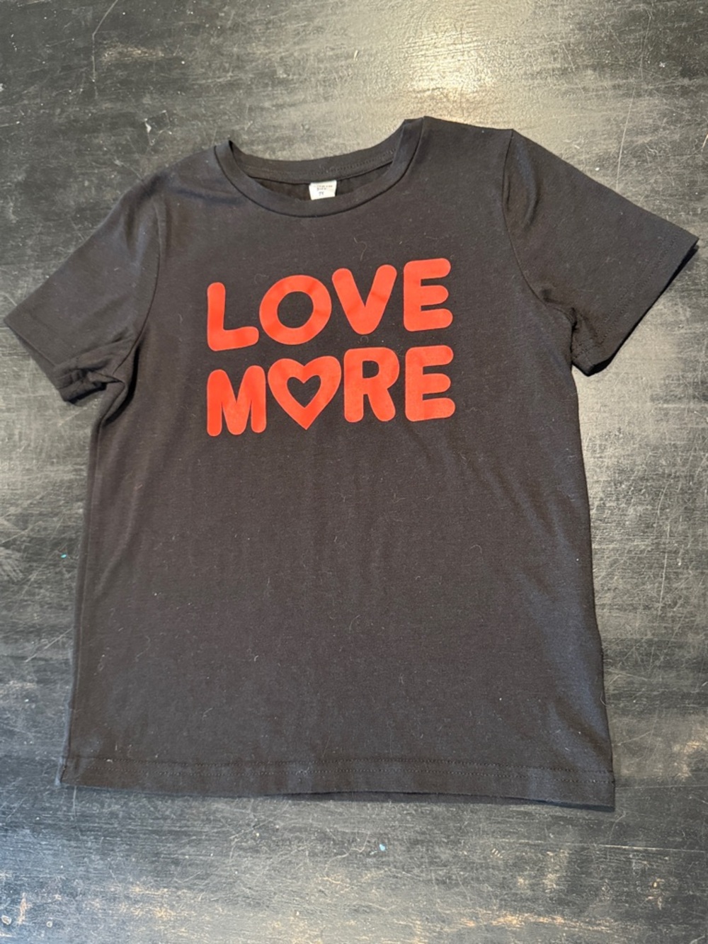 4/$15 Kids Black T-Shirt with Red "LOVE MORE" Graphic
